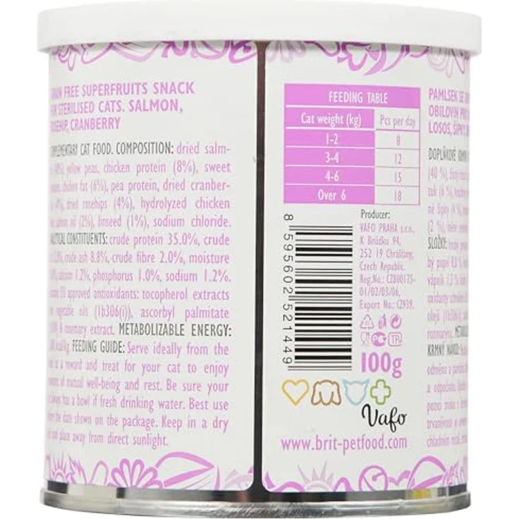 Brit Care Cat Snack - Superfruits Salmon, Crunchy Snack mit Lachs, Hagebutten und Cranberries, 100g – Bild 2
