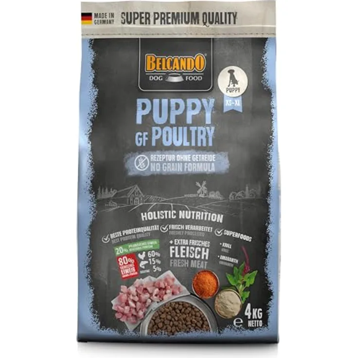 Belcando Puppy GF Poultry, Hunde-Trockenfutter mit Geflügel und Amaranth, 4kg