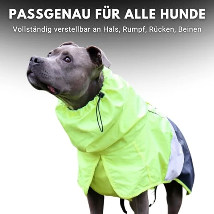 Spark Paws Hunderegenmantel, wasserdicht und winddicht, reflektierend, atmungsaktiv, vollständiger Körperschutz für Hunde, Neon White Navy Blue, M – Bild 5