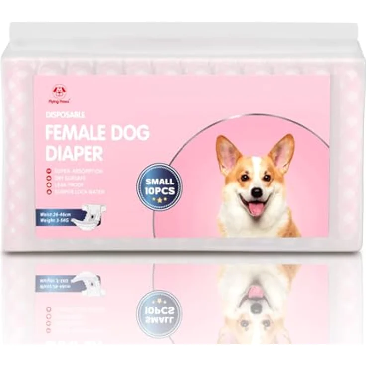 Flying Paws Einwegwindeln für Hunde, verstellbare, hochabsorbierende Windeln mit Feuchtigkeitsanzeige, 10 Stück (Größe S) – Bild 2