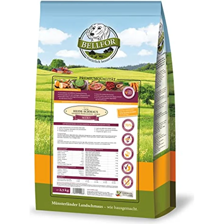 Bellfor Heide-Schmaus Mini, Getreidefreies Hundetrockenfutter mit Lamm und Kaninchen, 2,5 kg für kleine Hunderassen, hohe Verdaulichkeit – Bild 1