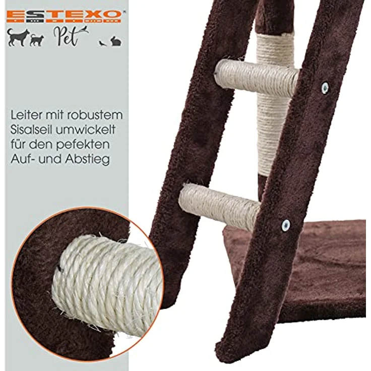 Kratzbaum Katzenbaum Katzenkratzbaum 138 cm XXL Kletterbaum Spielbaum Braun – Bild 6