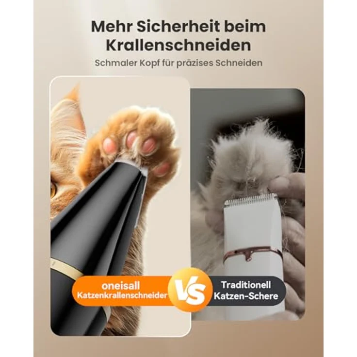 oneisall Pfotentrimmer Paw Trim Pro, 2 Messerköpfe, IPX7 wasserdicht, leise Schermaschine für Hunde und Katzen, ideal für Pfoten, Augen, Ohren und Gesicht – Bild 4