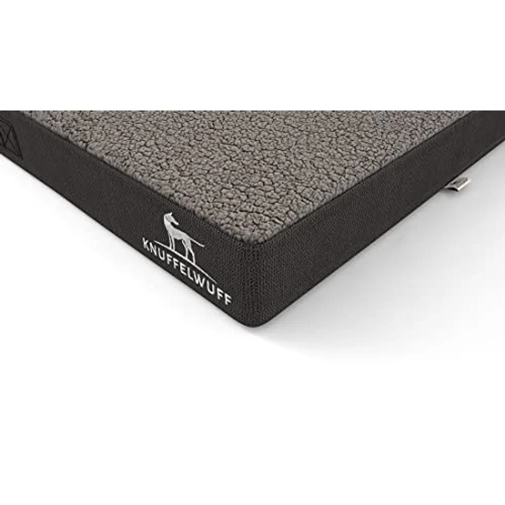 Knuffelwuff Hundematte Ellenie, orthopädisch aus Teddymaterial und Velours, 100 x 65 cm, grau, rutschfester Unterboden, leicht zu reinigen für große, mittelgroße und kleine Hunde – Bild 4