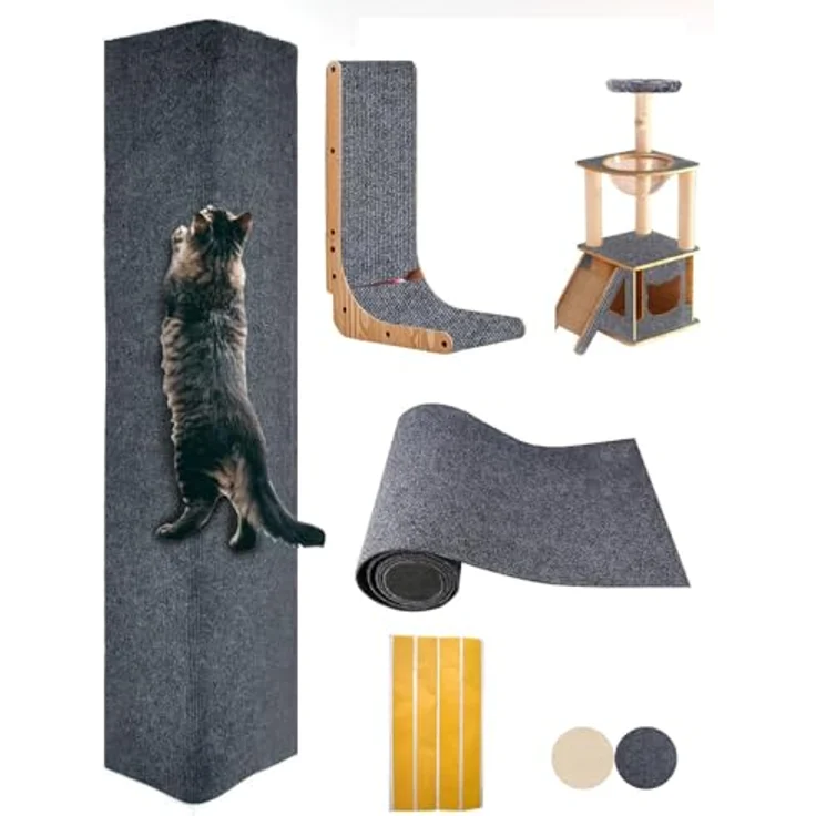 MIAOGE® Selbstklebender Kratzteppich für Katzen, 200cm x 40cm, Dunkelgrau, einfach zuschneidbar, ideal für Wand- und Möbelanwendung – Bild 1