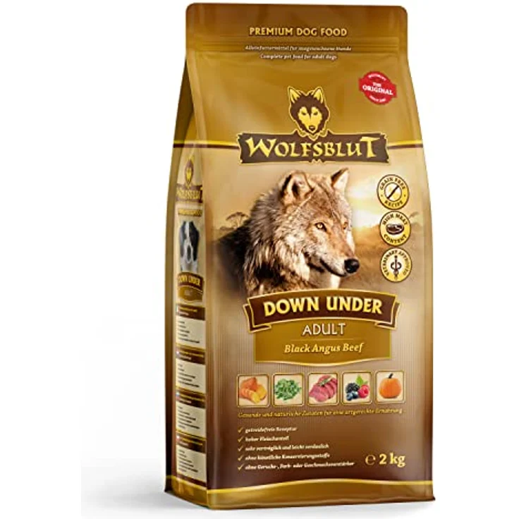 Wolfsblut Down Under, Trockenfutter für Hunde mit Black Angus Rind und Gemüse, getreidefrei, 2 kg – Bild 1