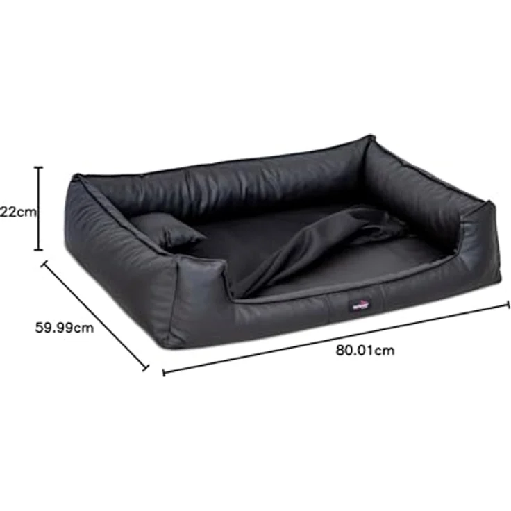 tierlando® Orthopädisches Hundebett GOOFY Kunstleder inkl. Matratzen, Matratzenschoner - Visco Schaum - 110 cm - Braun – Bild 7