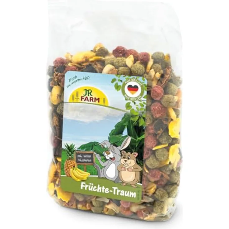 JR Farm Früchte-Traum 200g, Kleintierfutter mit tropischen Früchten, Nüssen und Sonnenblumensaat, gentechnikfrei, Made in Germany
