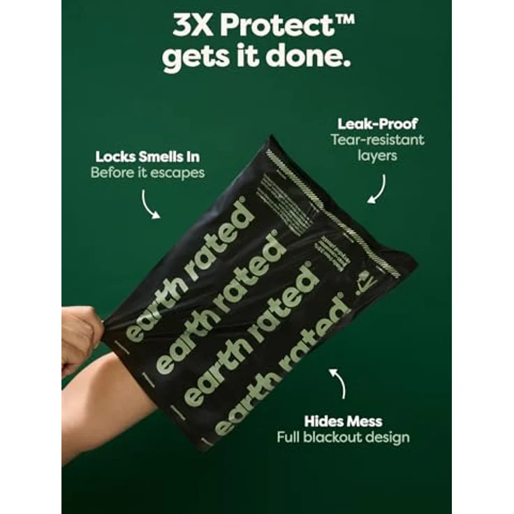Earth Rated 3X Protect Hundekotbeutel-Rollen, Geruchsblockierend und Auslaufsicher, Extra Dick, 120 Stück – Bild 4