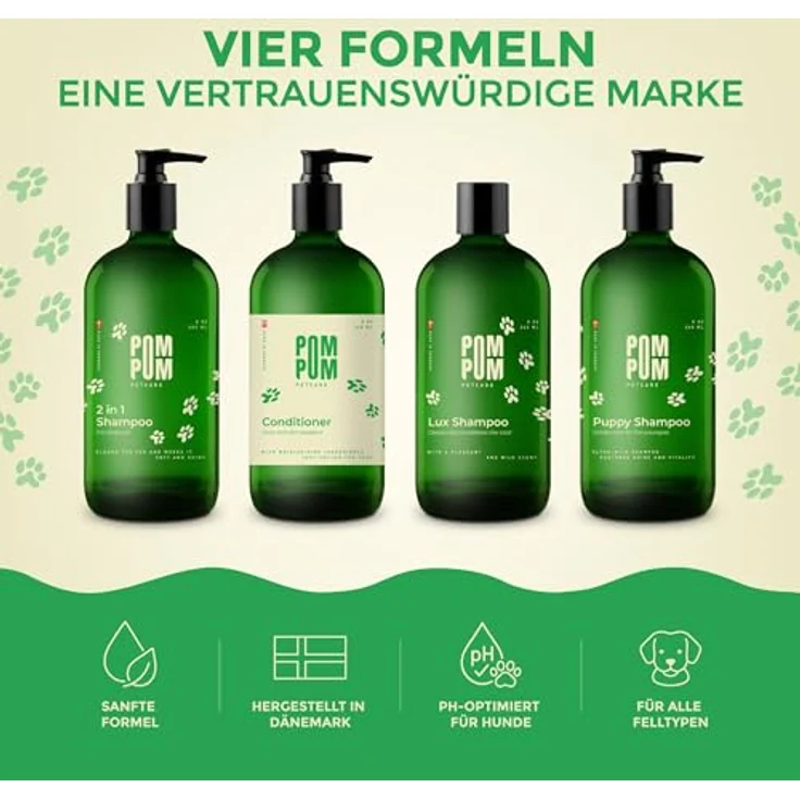 PomPom Petcare 2-in-1 Hundeshampoo & Spülung, pH-neutral und hautfreundlich, für alle Felltypen, 240 ml – Bild 3
