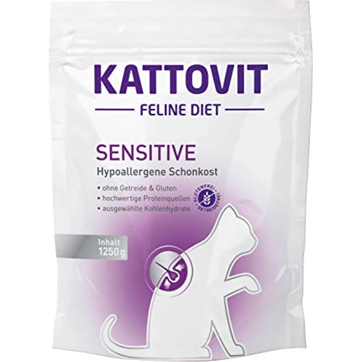 Kattovit Sensitive, Katzen-Trockenfutter 2er Pack (2 x 1.25 kg) mit ausgewählten Protein- und Kohlenhydratquellen – Bild 1