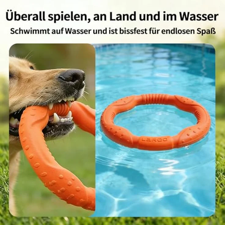 LaRoo Hund Frisbee Fitness Ring, unzerstörbare Wasserspielzeug Float Disk für interaktives Training, Durchmesser 30 cm, für mittelgroße und kleine Hunde – Bild 5