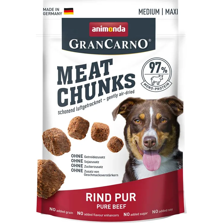 animonda GranCarno Meat Chunks, Hundesnack mit 100% Rind, getreidefrei, 80g