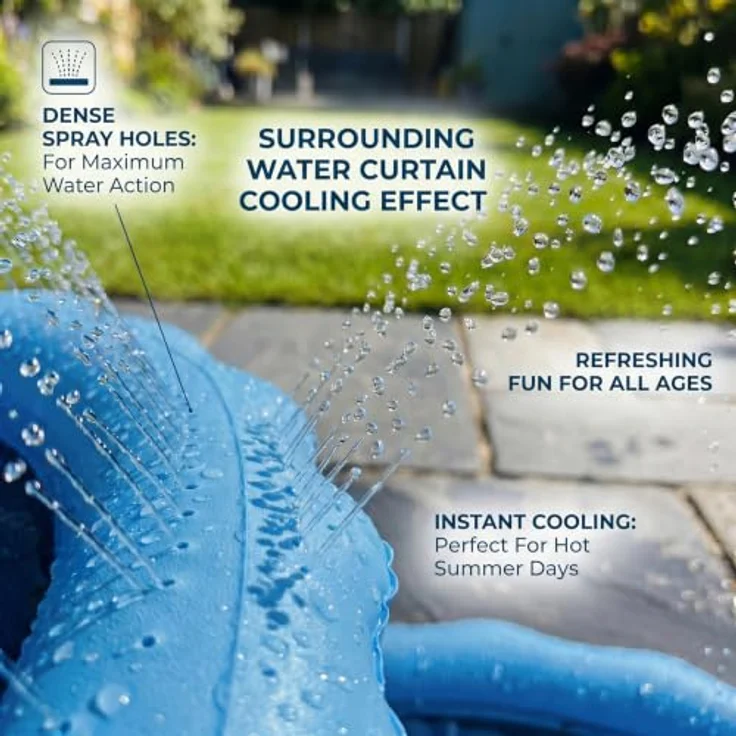 Jsdoin Hundepool Planschbecken 100cm, Faltbare Wassermatte mit Sprinklersystem, rutschfeste Oberfläche für Outdoorspaß im Sommer – Bild 4
