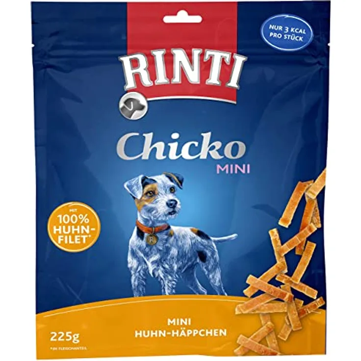 Rinti Extra Chicko Mini Huhn, 100% Huhnfilet, bekömmlich und luftgetrocknet, 3er Pack (3 x 225 g)