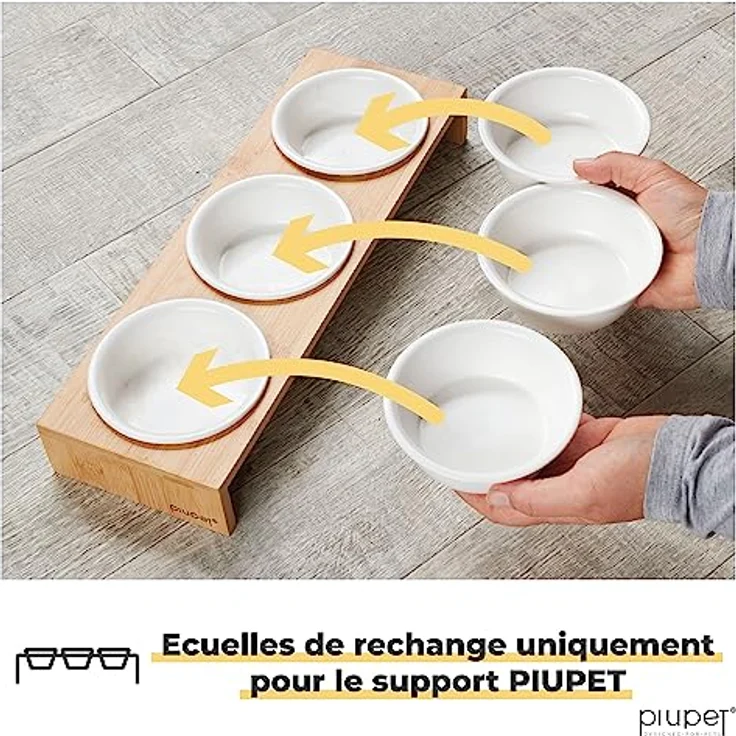 PiuPet® Katzennapf 3er Set, 250ml spülmaschinenfest, ergonomisch erhöht, rutschfest aus Keramik für Katzen & kleine Hunde – Bild 2