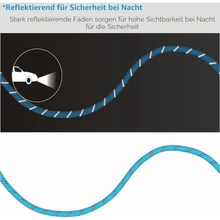 Eyleaf Hundeleine 1,8 Meter, robuste reflektierende Multifunktionsleine für große und mittelgroße Hunde mit 2 gepolsterten Handschlaufen, schwarz – Bild 4