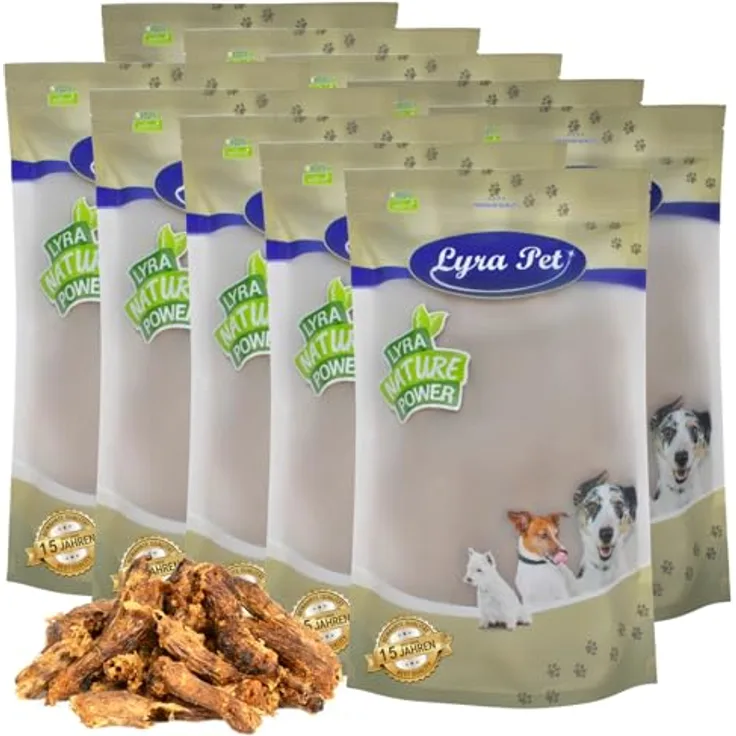 Lyra Pet® Hühnerhälse getrocknet, 10 kg, proteinreicher Kausnack für Hunde, fettarm und gut verträglich