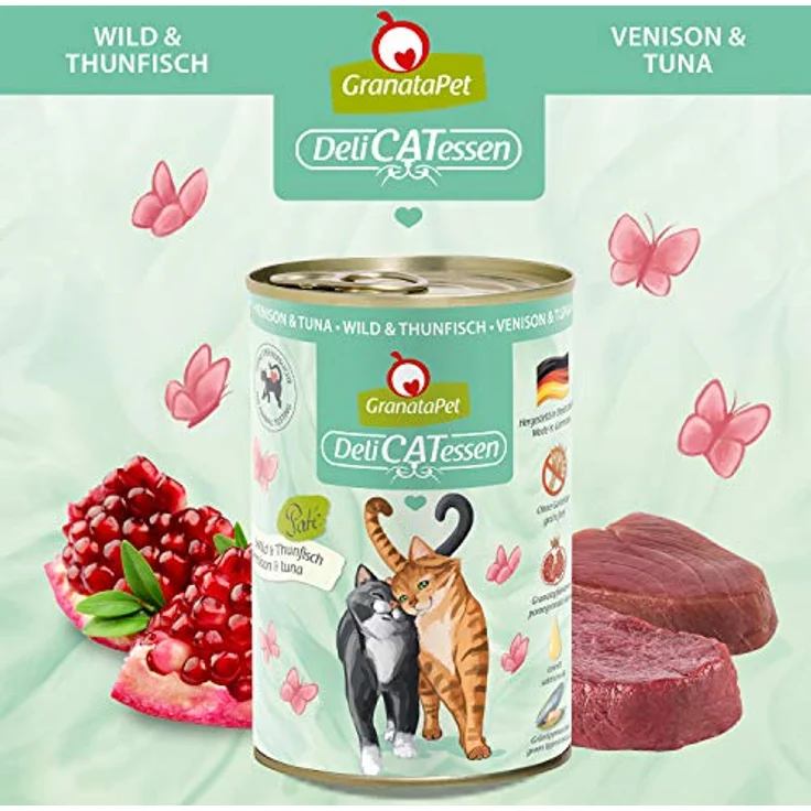 GranataPet DeliCatessen Katzen-Nassfutter, Multipack 6x400g, hoher Fleischanteil, ohne Getreide, mit Granatapfelkernen und Taurin – Bild 2