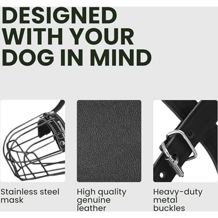 BRONZEDOG Hundemaulkorb für Große Hunde, Verstellbar, Robustes PVC/Metalldrahtkorb mit Lederbändern, Atmungsaktiv und Trinkfähig, 34 cm Umfang, Ideal für Rottweiler – Bild 3