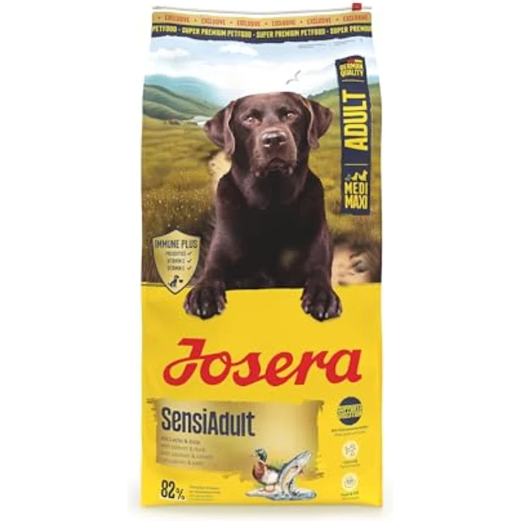 Josera Adult SensiAdult, glutenfreies Trockenfutter für empfindliche Hunde, 12,5kg mit IMMUNE PLUS