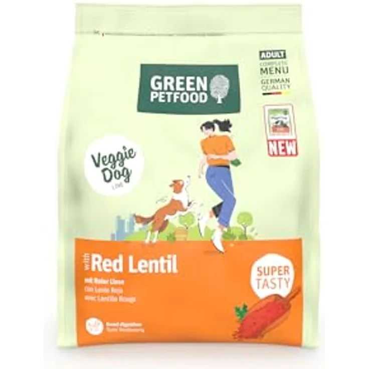 Green Petfood Red Lentil, Veganes Hunde-Trockenfutter mit roter Linse, 900 g