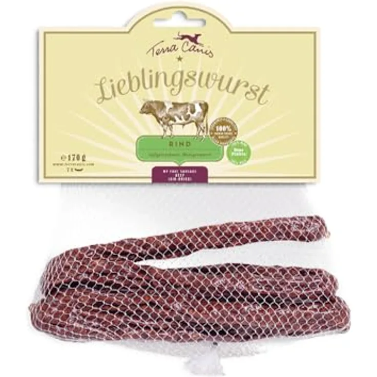 Terra Canis Lieblingswurst, 170g I Luftgetrocknete Rinderwurst I Premium Hundesnack in 100% Lebensmittelqualität