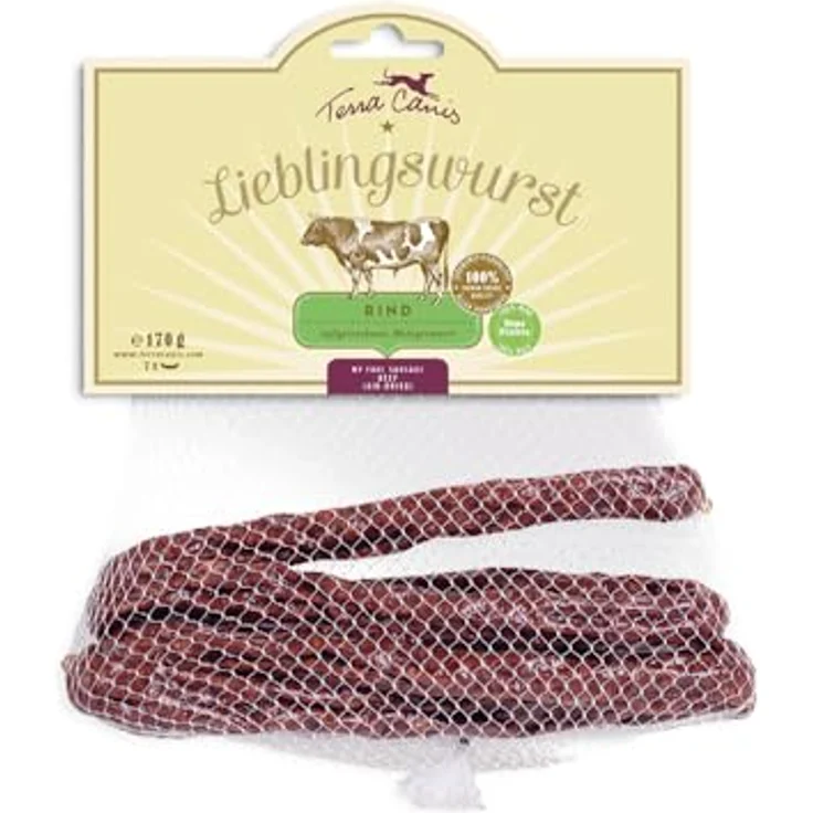 Terra Canis Lieblingswurst, 170g I Luftgetrocknete Rinderwurst I Premium Hundesnack in 100% Lebensmittelqualität – Bild 1