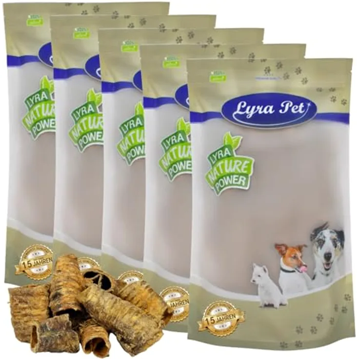 Lyra Pet® Rinderstrossen klein, 5 kg getrockneter Kausnack für Hunde, naturbelassen und zahnreinigend