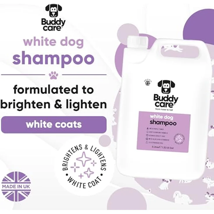 Buddycare Weißes Hundeshampoo, Aufhellendes Shampoo für Hunde mit Aloe Vera und Pro-Vitamin B5, Tiefenreinigung, 5L – Bild 2