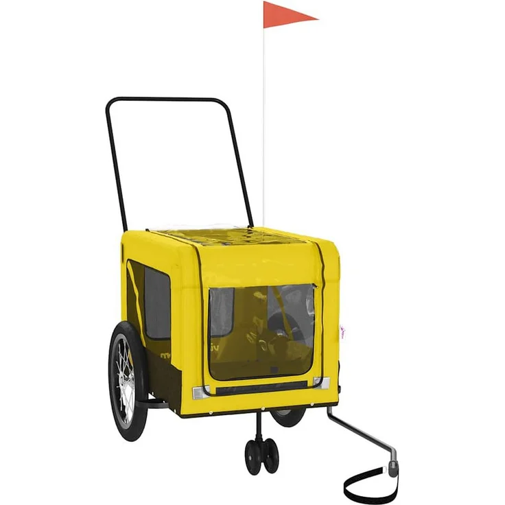 vidaXL Hunde-Transportbox, 63 x 123 x 66 cm, Fahrradanhänger für Hunde, Gelb und Schwarz, Oxford-Gewebe