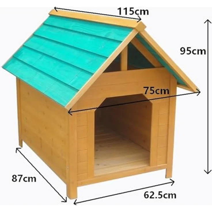 Mucola Wetterfeste XXL Hundehütte aus Holz, 75x115x95 cm, für mittelgroße Hunde, blockhaus-design, großes Eingang 34x44 cm, erhöhte Füße 7 cm, pflegeleicht und hygienisch, outdoor geeignet – Bild 5