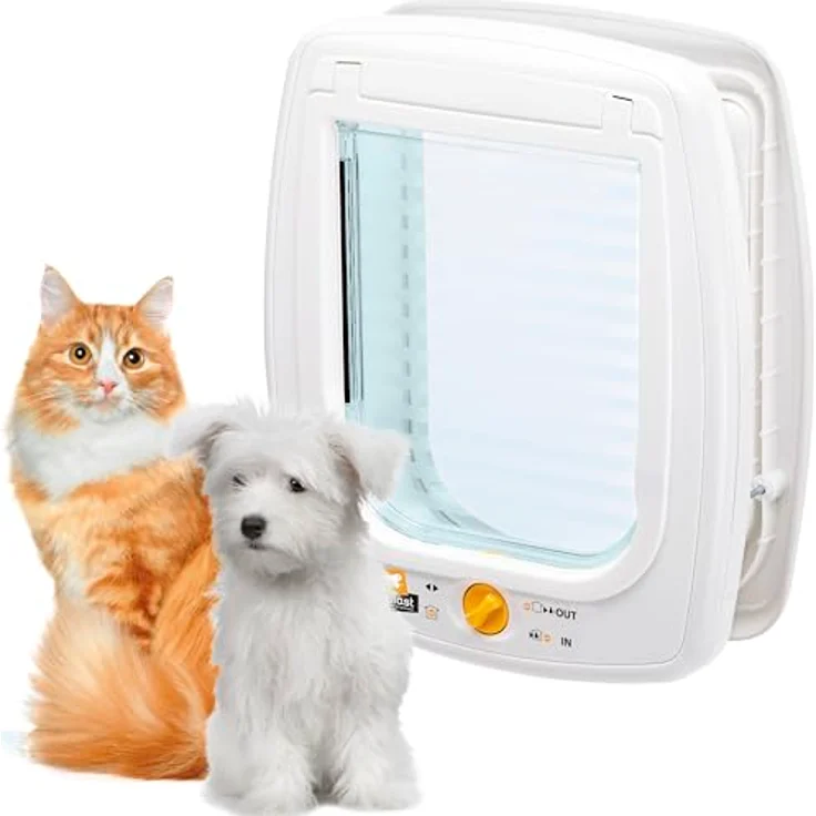 Ferplast SWING 9, Katzen- und Hundeklappe mit 4-Wege-Verriegelung, Pendeltür mit Zugluftschutz, Weiß, für große Katzen und mittelgroße Hunde – Bild 1