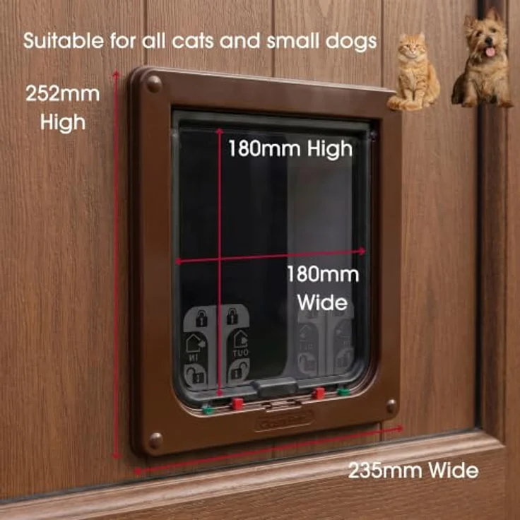 CAT MATE Katzenklappe Large 221 B, braune Katzentür mit Vier-Wege-Verschluss, 235 mm x 252 mm – Bild 5