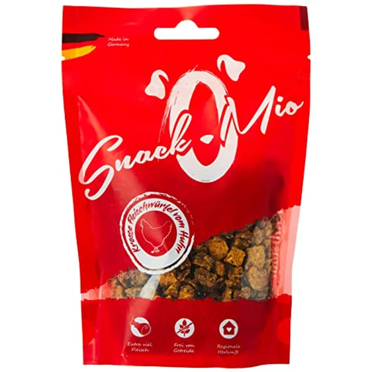 SNACKOMIO SnackOMio – Premium Hundesnack – saftige Fleischwürfel vom Huhn, 125g, getreidefrei, lufttrockener Natur-Hundesnack – Bild 1