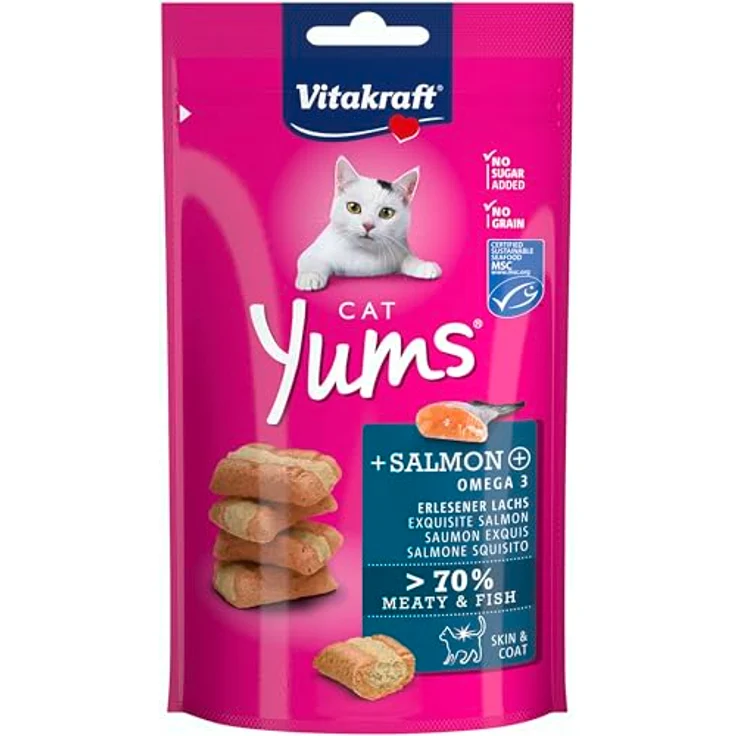 Vitakraft Cat Yums Lachs, zuckerfreie Katzensnacks, 3x40g, im Ofen gebacken – Bild 3