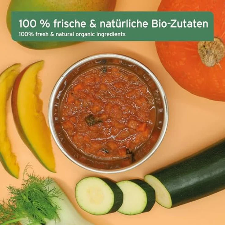 AniForte BIO BARF Püree Fenchel & Mango, 14x150 g, hochwertige Obst-Gemüse-Mischung für Hunde, BIO-Qualität – Bild 2