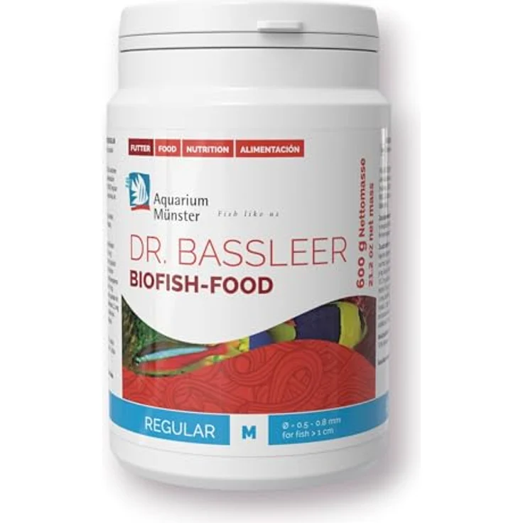 Dr. Bassleer Biofish Food regular "M", 600 g Allroundfutter für Zierfische, Körnung 0,5 – 0,8 mm, ohne künstliche Farbstoffe – Bild 1