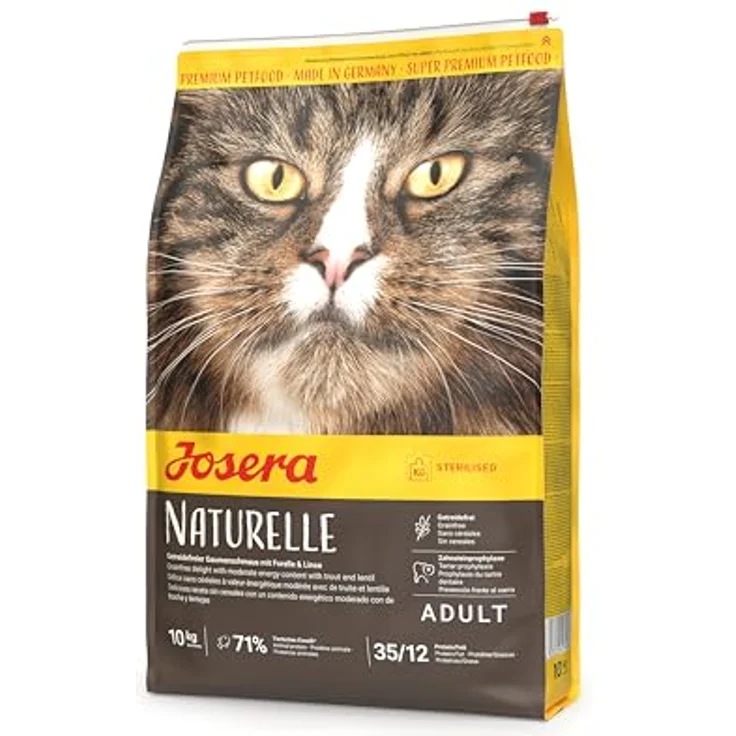 Josera Naturelle, 10 kg Trockenfutter für Katzen, getreidefrei mit Forelle und Linse, niedriger Fettgehalt – Bild 1