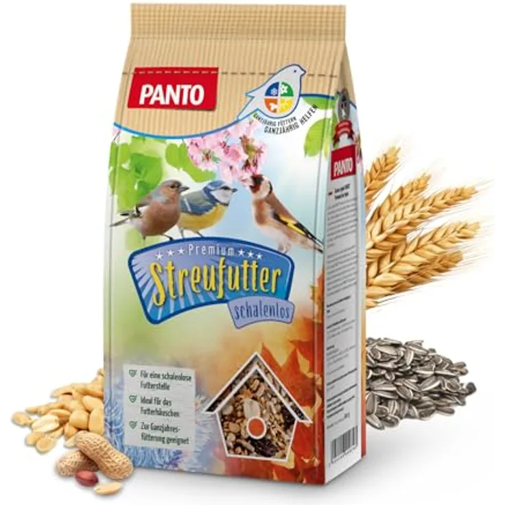 Panto Premium Streufutter 5x900g, Wildvogelfuttermix ohne Hülsenreste, reich an Vitaminen und Mineralstoffen