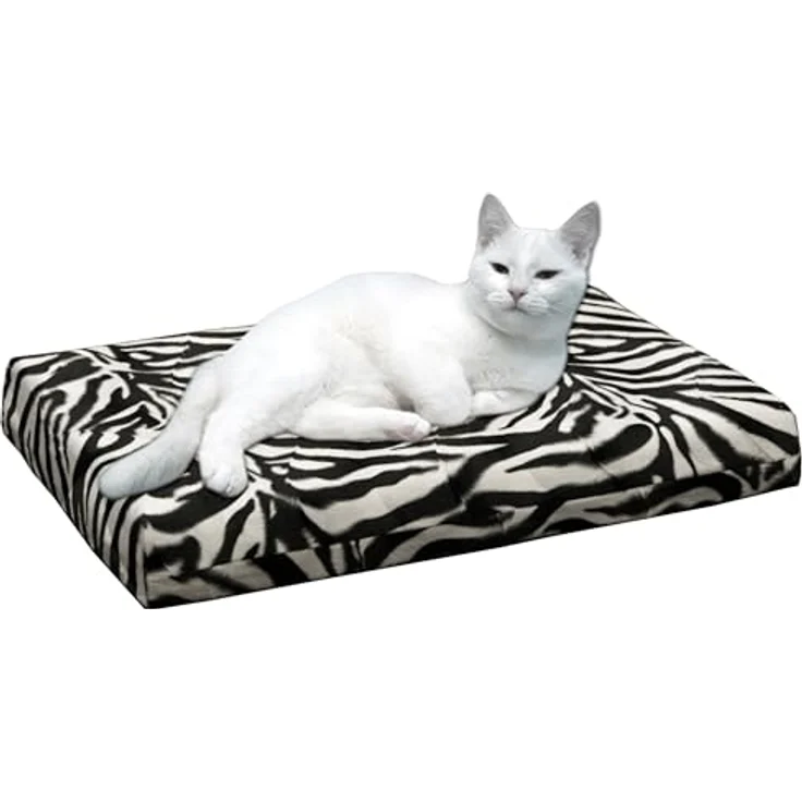 Holland Animal Care HD Catbed Zebra, Orthopädisches Katzenbett 45x55cm mit Memory Foam und hypoallergener PU Lederabdeckung – Bild 2