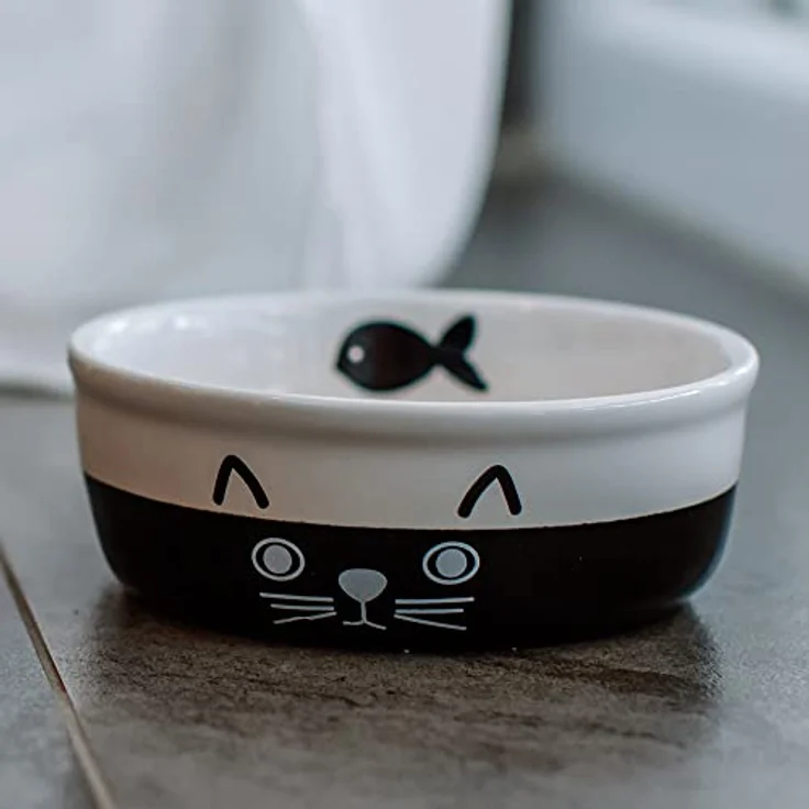 Nobby Katzen Keramikschale FACE, schwarz/weiß, Ø 13,5 cm, 1 Stück – Bild 3