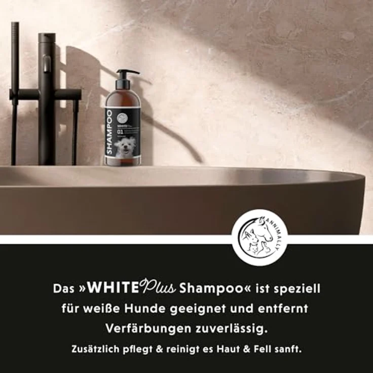 Annimally White Plus Shampoo, Natürliches Hundeshampoo für weißes Fell mit Kokosöl & Zuckertensid, geruchs- und pH-neutral, ohne Bleichmittel & Parfum, 500 ml – Bild 2