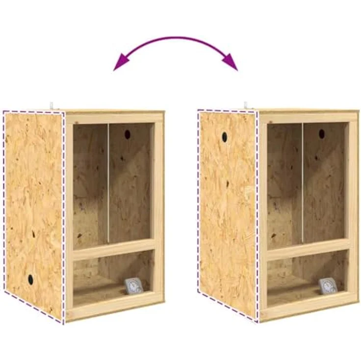 vidaXL Terrarium Braun 50 x 50 x 80 cm, OSB mit Seitenbelüftung und Schiebetür für Reptilien und Nagetiere – Bild 4