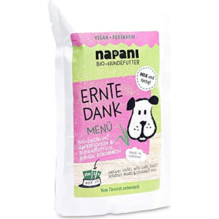 napani Ernte Dank Veganes Bio Hundefutter nass, mit Linsen & Haferflocken, purinarm, 1 x 150g – Bild 1