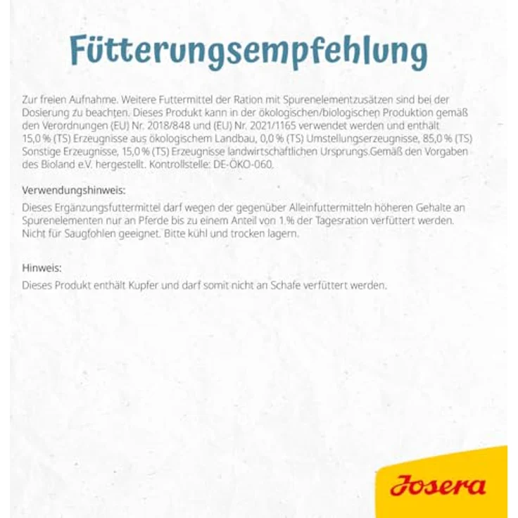JOSERA Mineraleimer Pferd 25 kg, hohe Ausstattung an Kupfer, Zink und Selen für starke Knochen & Gelenke, mineralisches Futter ohne Gentechnik – Bild 3