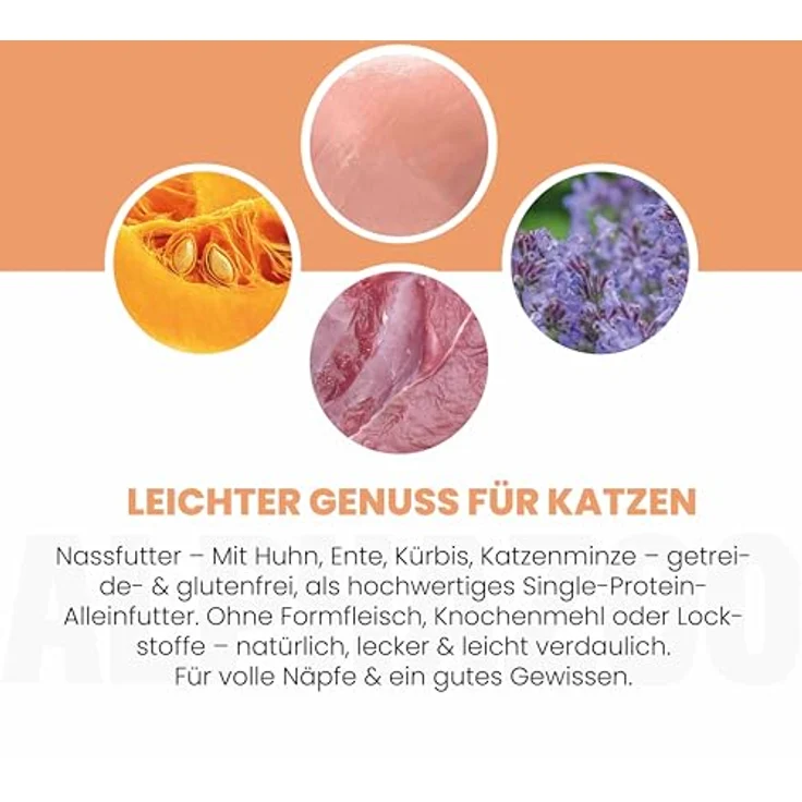 alphazoo Katzenfutter Ente + Huhn 6x200g – Getreidefreies Premium-Nassfutter mit Lachsöl, reich an Protein & Taurin – Made in Germany – Bild 5