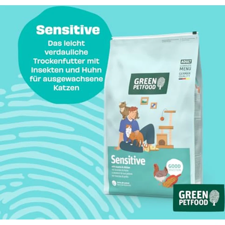 Green Petfood Cat Sensitive, Trockenfutter mit Insektenprotein, getreidefrei, Monoprotein, 5 x 300 g – Bild 3