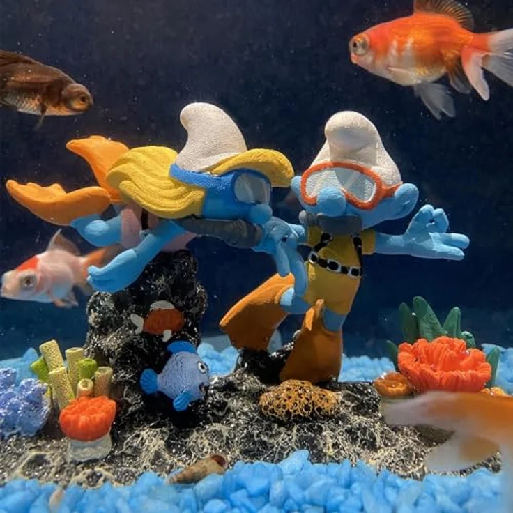 Smurfs AquaDella Unterwassertaucher-Dekoration, 14,8x7,3x9,6cm, mehrfarbig und ungiftig für Aquarien – Bild 3