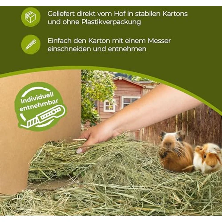 Bolson Wiesenheu, frisches & unbehandeltes 1. Schnitt Heu, 15 kg mit Gräsern & Blüten aus Bayern, ideal für Fütterung & Einstreu von Kaninchen und Hamstern – Bild 5